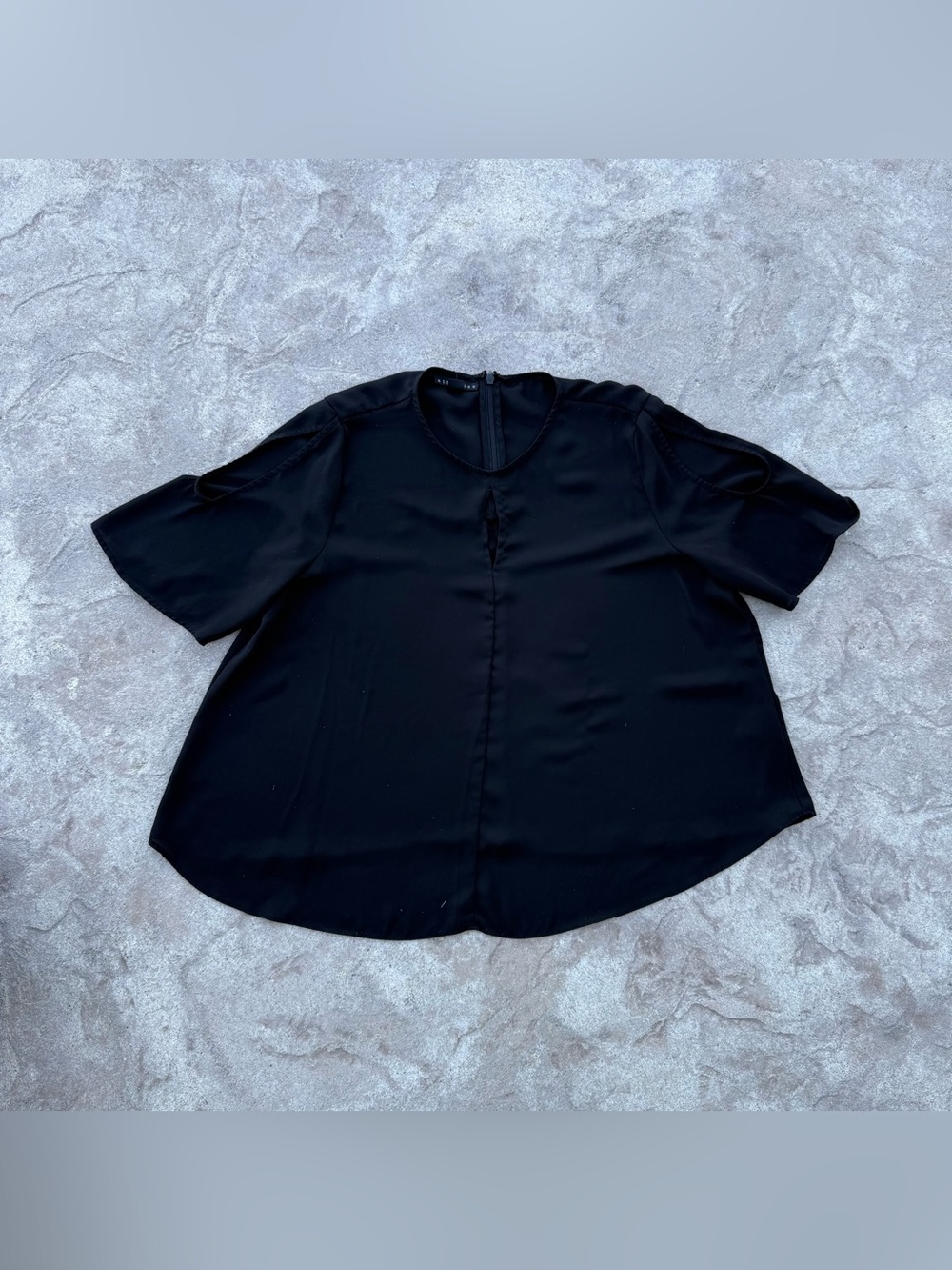 Black Cold Shoulder Keyhole Blouse